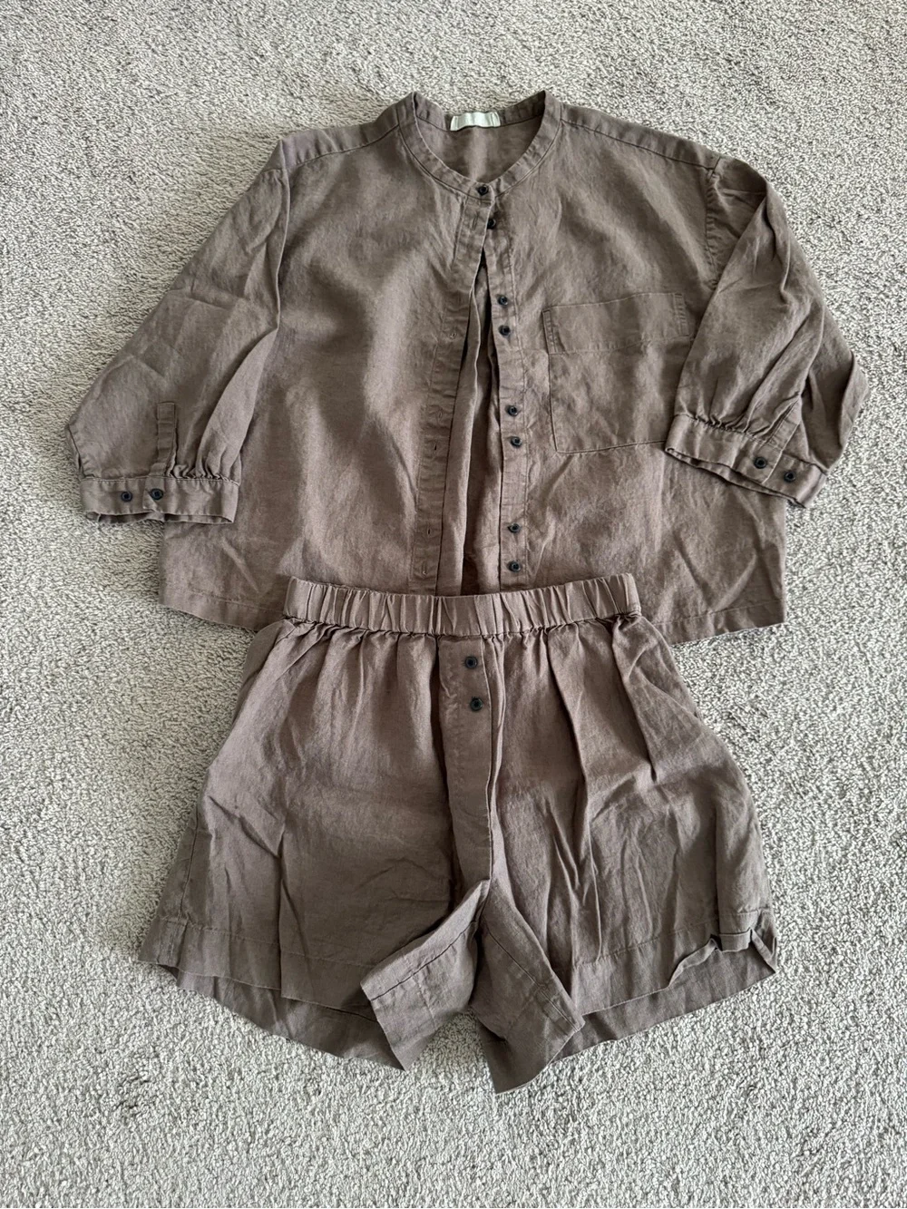 Everlane Women Brown Linen Two-Piece Set